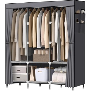 LOKEME 70-Inch Portable Wardrobe (Grey)